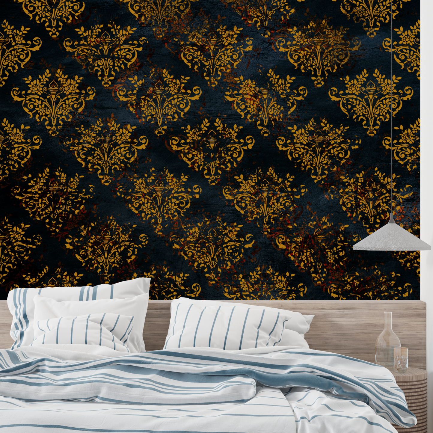 Papel pintado barroco negro y dorado - merlin leroy
