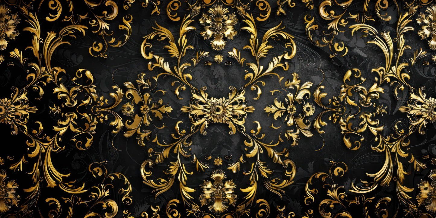 Papel pintado negro y dorado para dormitorio
