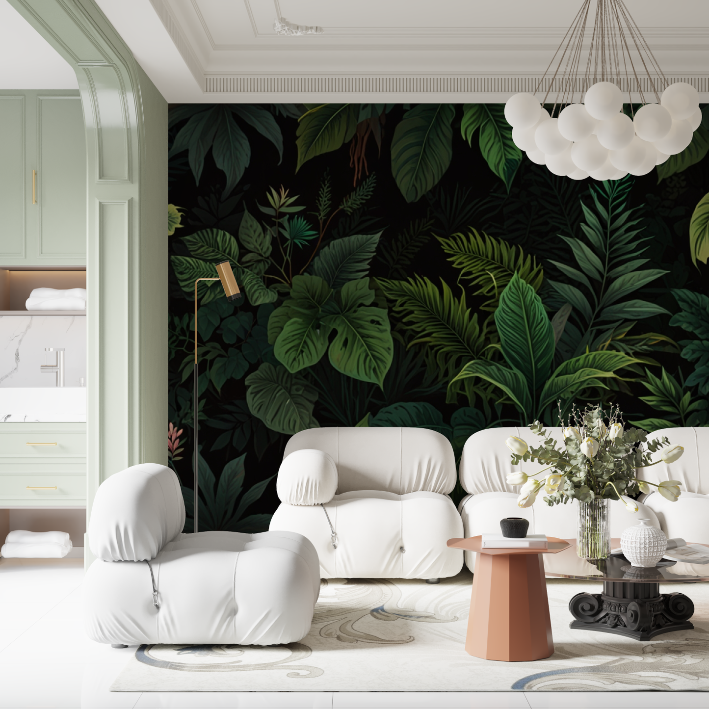 Papel pintado de selva negro y verde - diseño