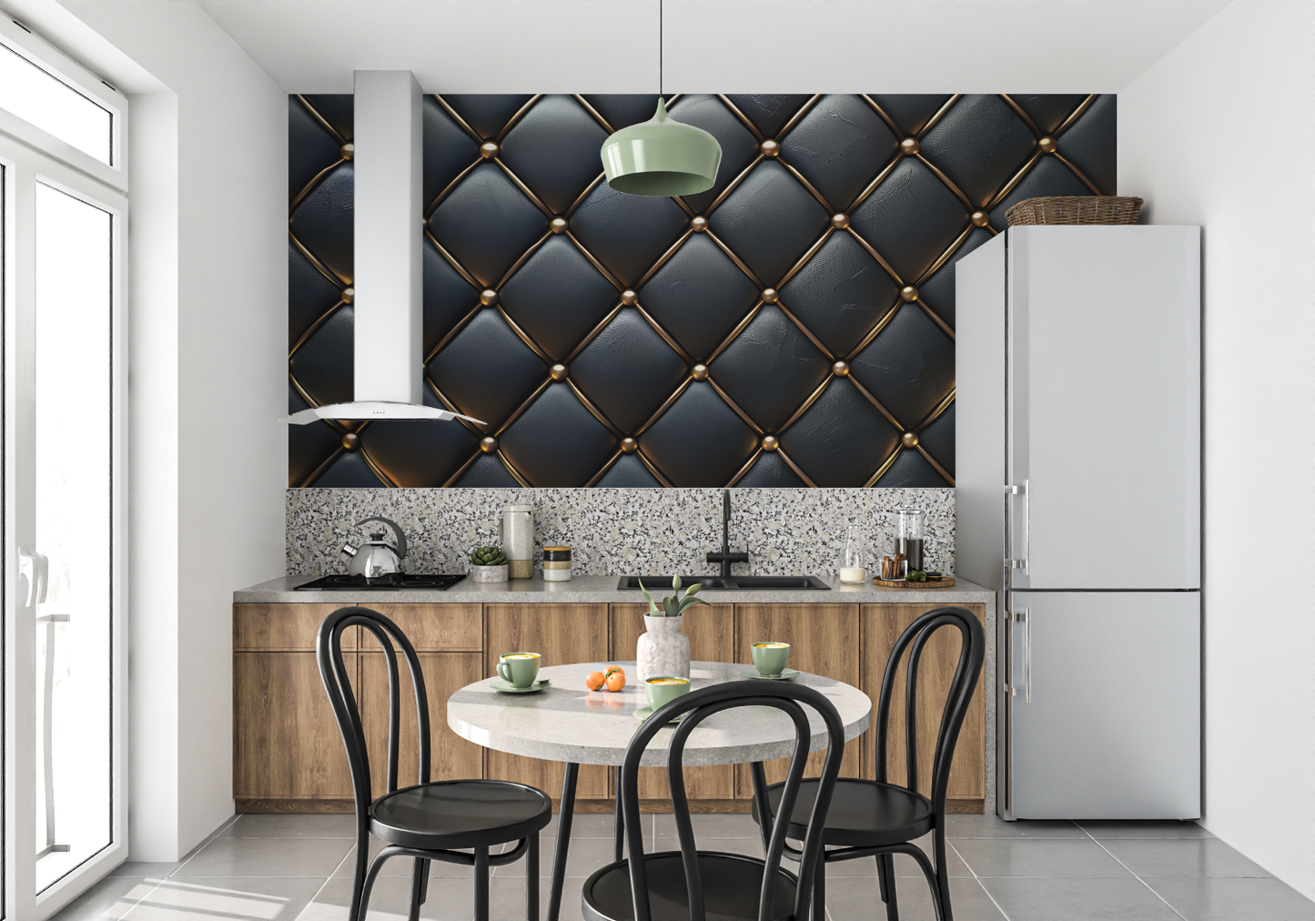 Papel pintado acolchado negro - pared de la cocina