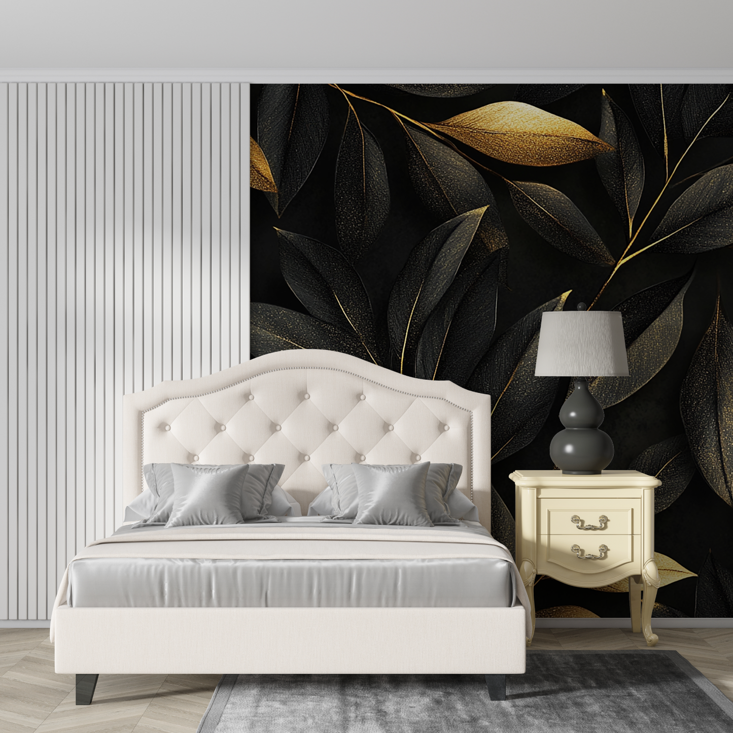 Papel pintado no tejido negro y dorado - tendencias