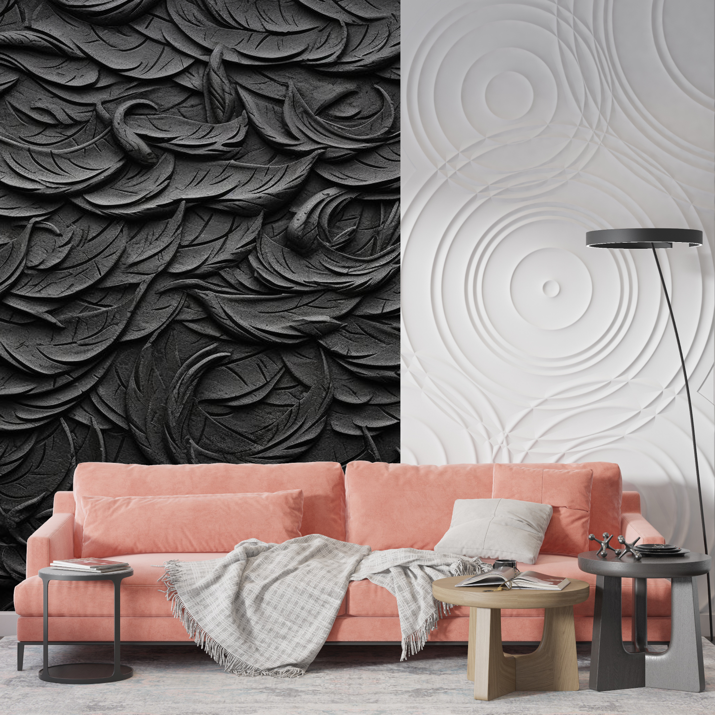 Papel pintado en relieve negro - diseño