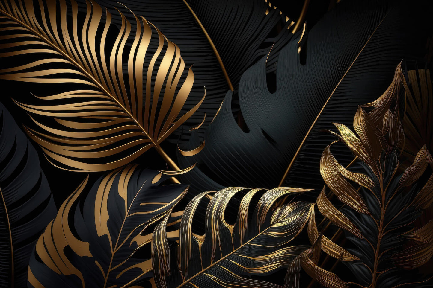Papel pintado de pan negro y dorado