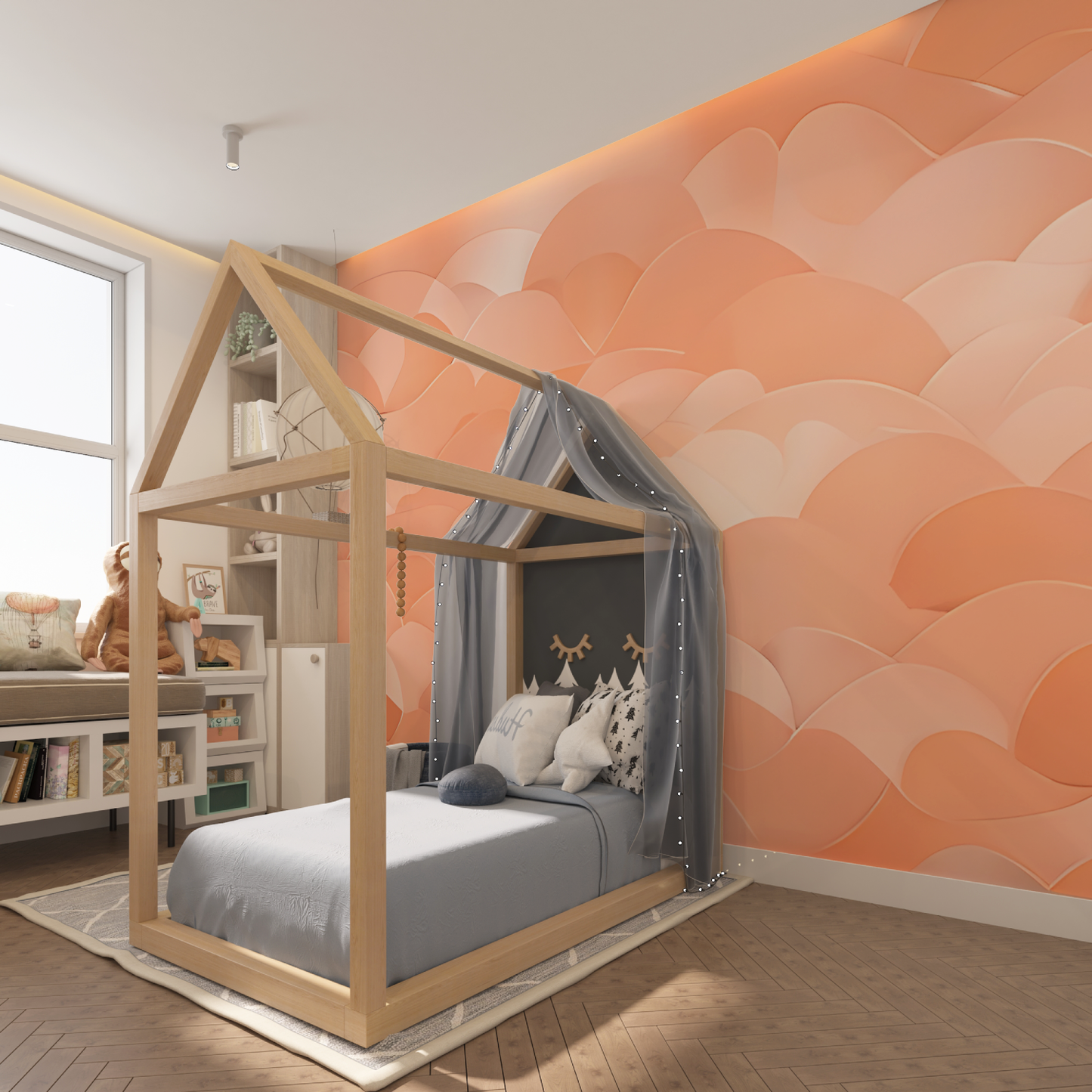 Papel pintado infantil salmón - dormitorio de spiderman