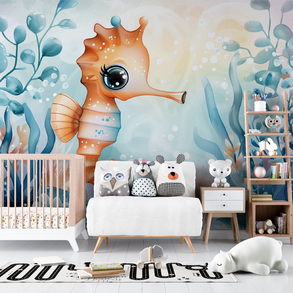 Papel Pintado de caballito de mar bebé - habitación del bebé
