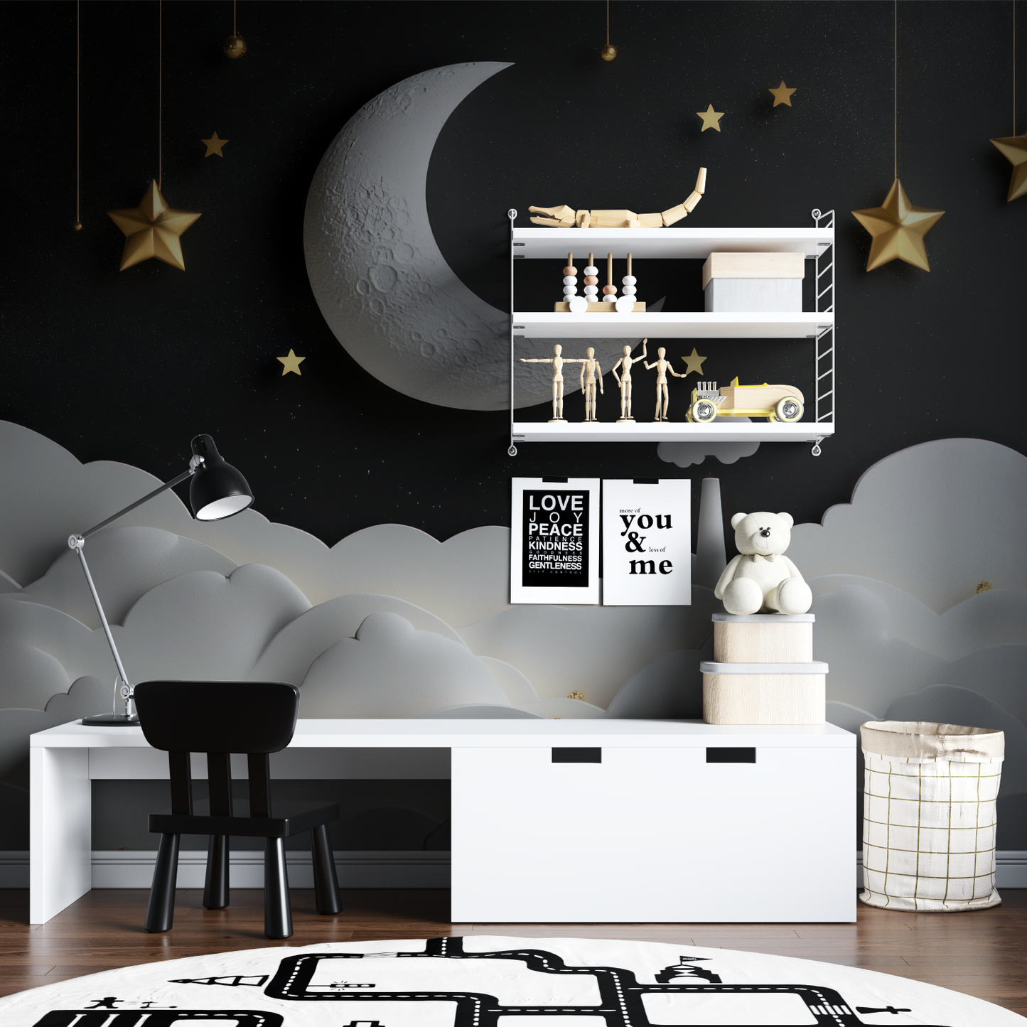 Papel pintado infantil Luna 3D - papel pintado de spiderman