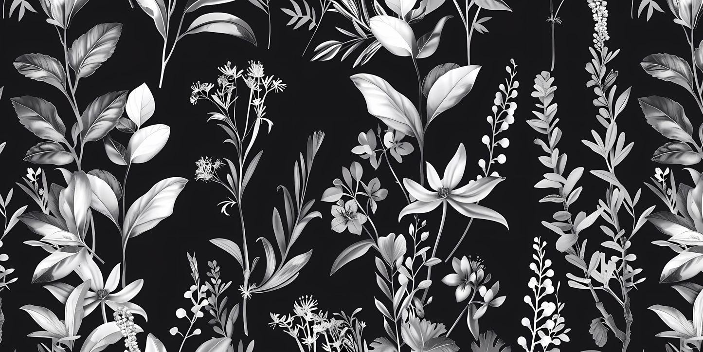Papel pintado floral negro