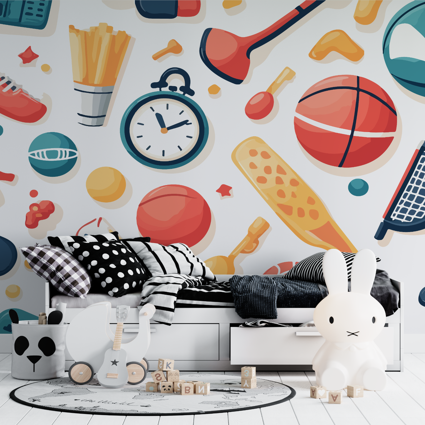 Papel pintado con motivos deportivos para niño - manga hero
