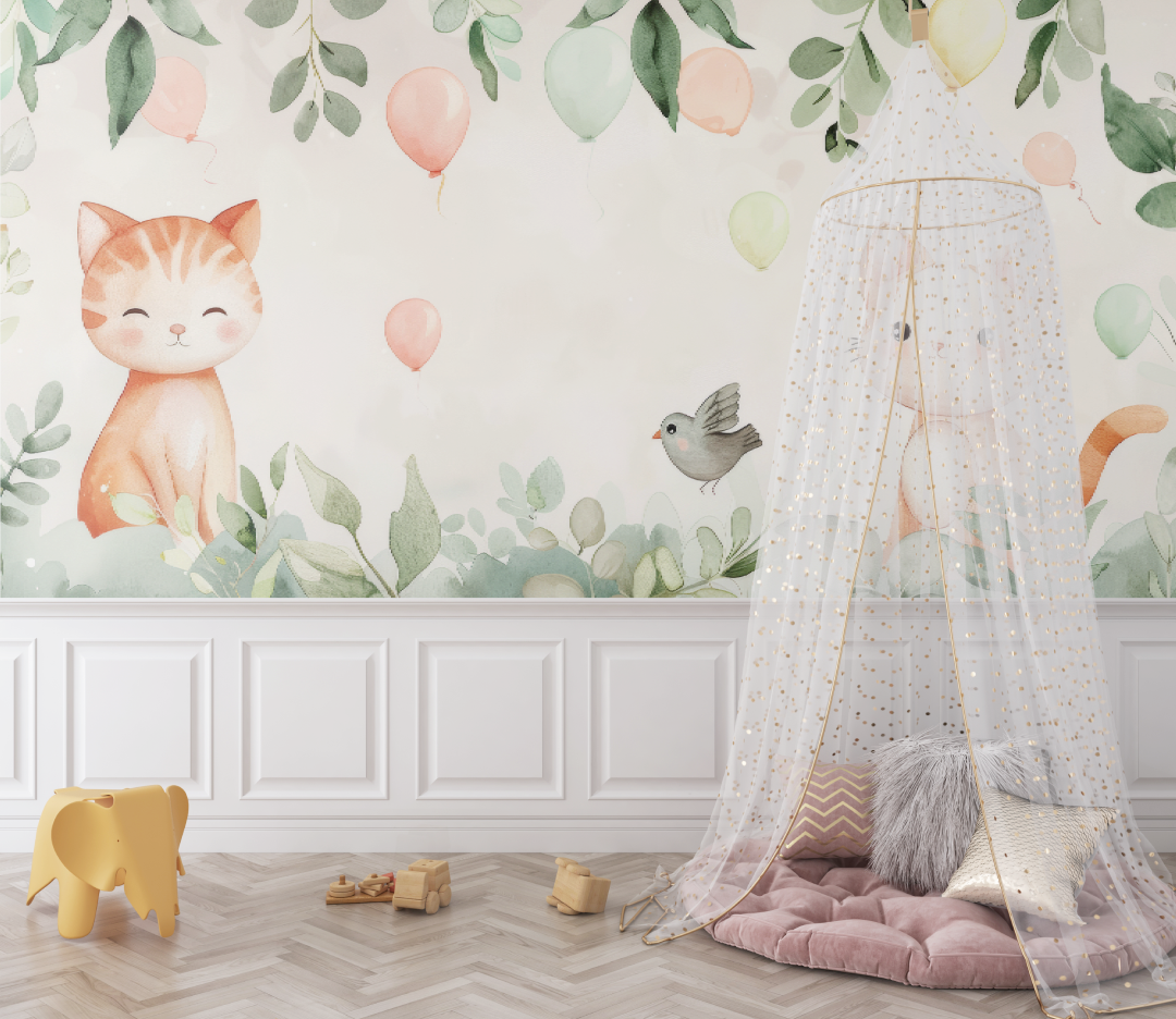 Papel Pintado De Bebé Gatitos Dibujo - bebé unisex