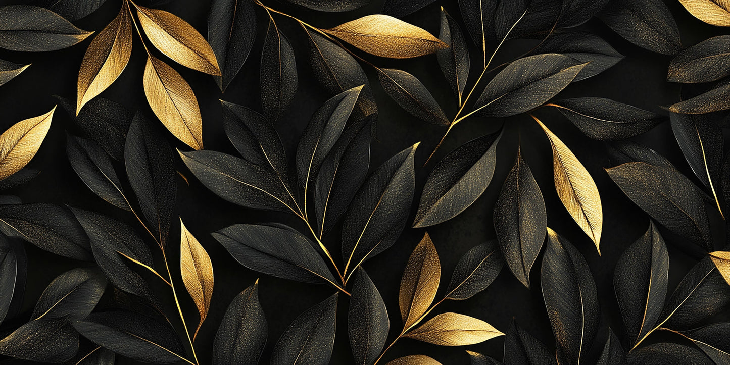 Papel pintado no tejido negro y dorado