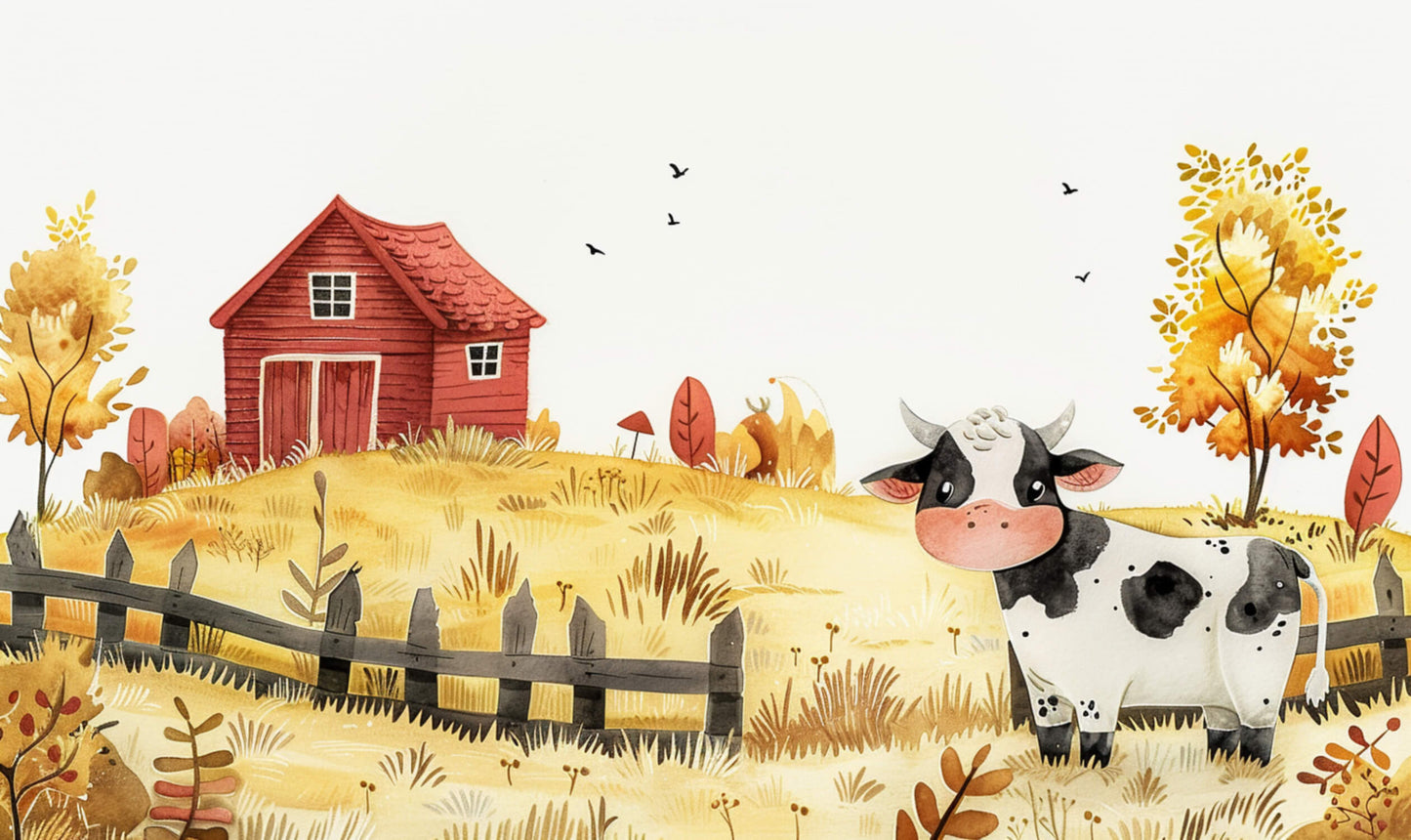 Papel pintado infantil de granja