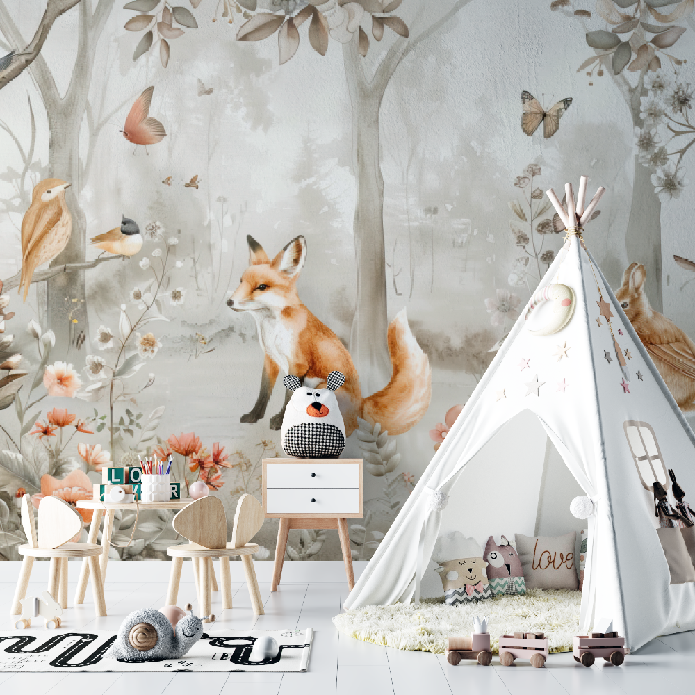 Papel pintado bebé Animales unisex - habitación del bebé