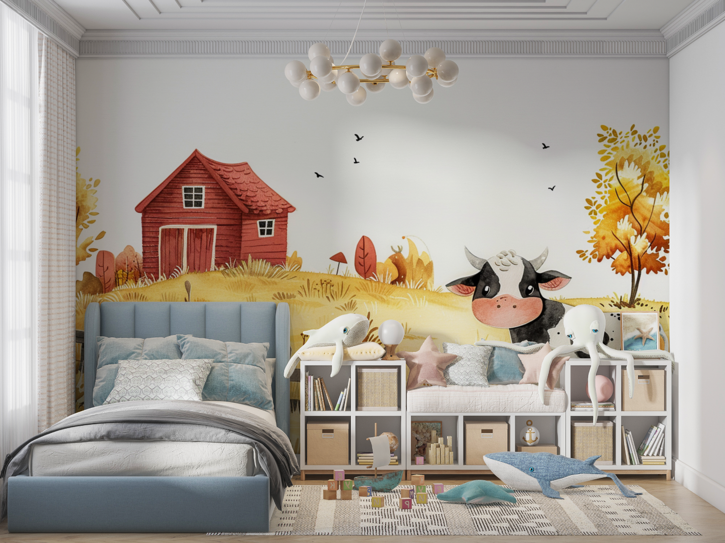 Papel pintado infantil Granja - dormitorio de niño