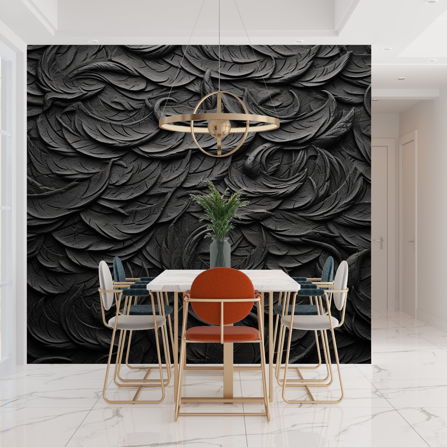 Papel pintado en relieve negro - contemporáneo