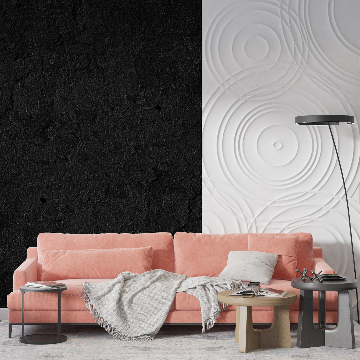 Papel pintado con efecto material negro - tendencias