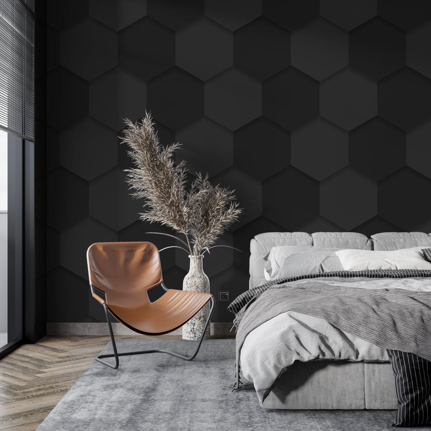 Papel pintado de panal negro - pared de la cocina