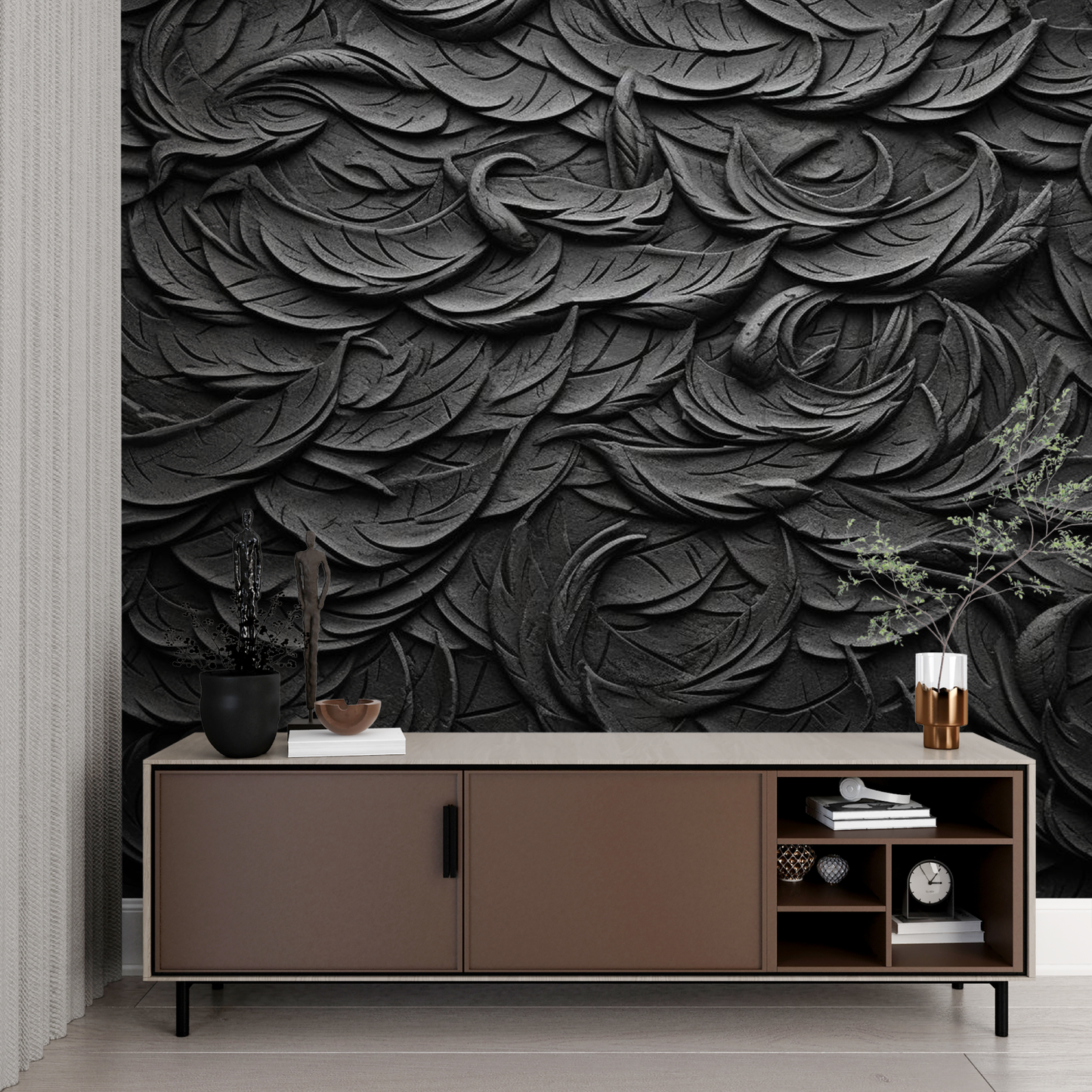 Papel pintado en relieve negro - tendencias