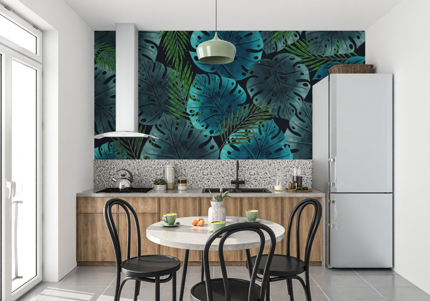 Papel pintado de la selva azul y verde - pano tapestry