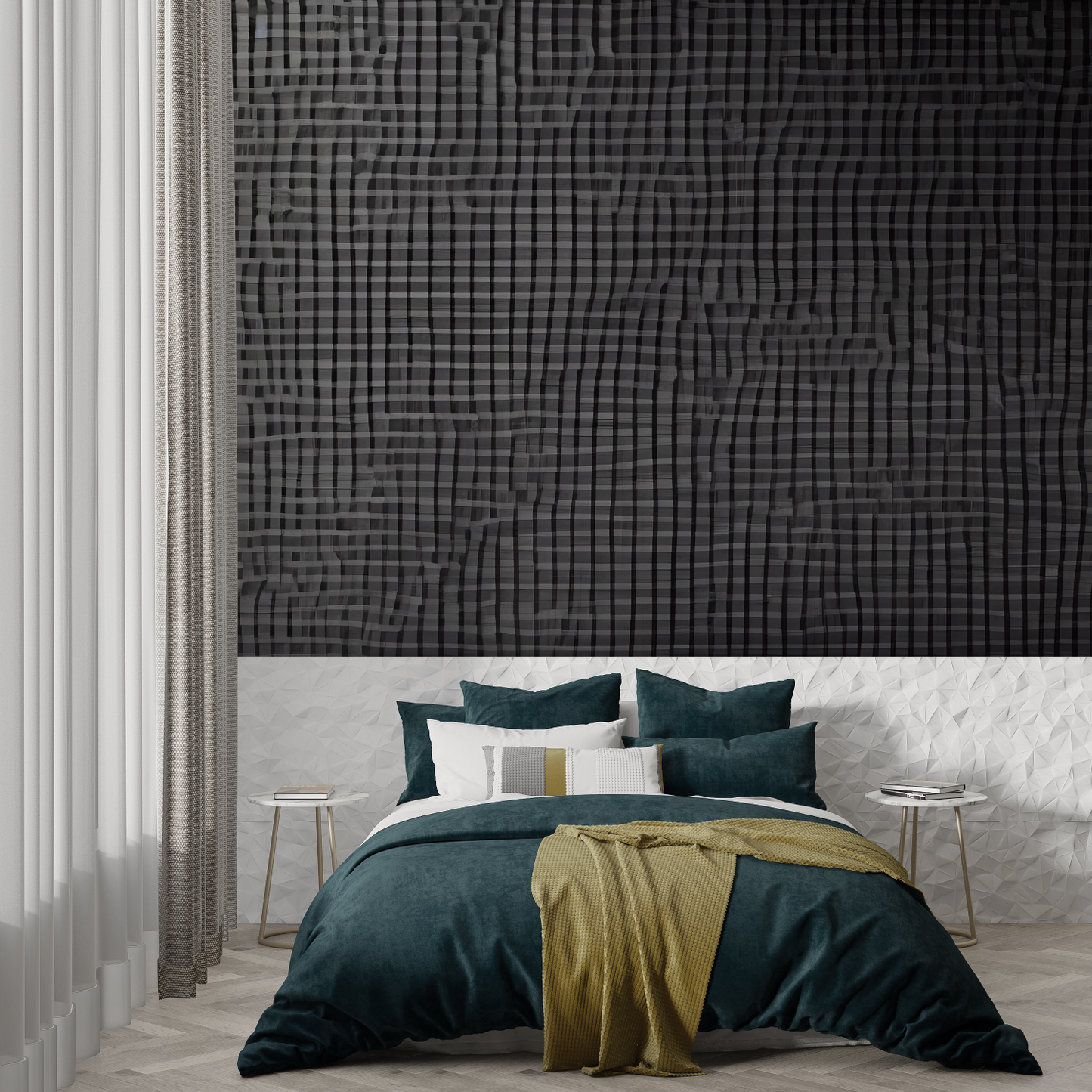 Papel pintado de cuero negro - panorámico de moda