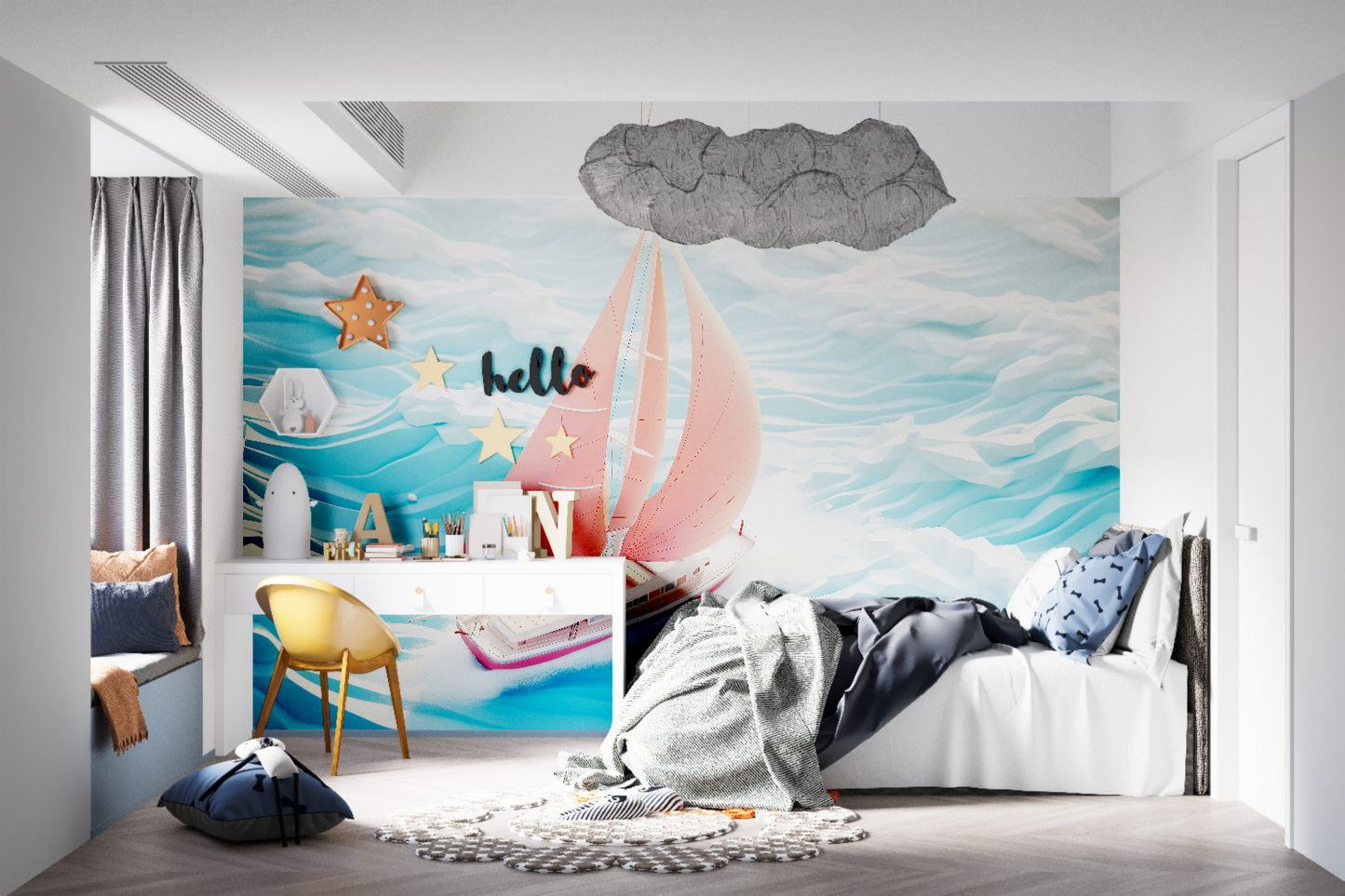 Papel pintado infantil Barco - pared panorámica