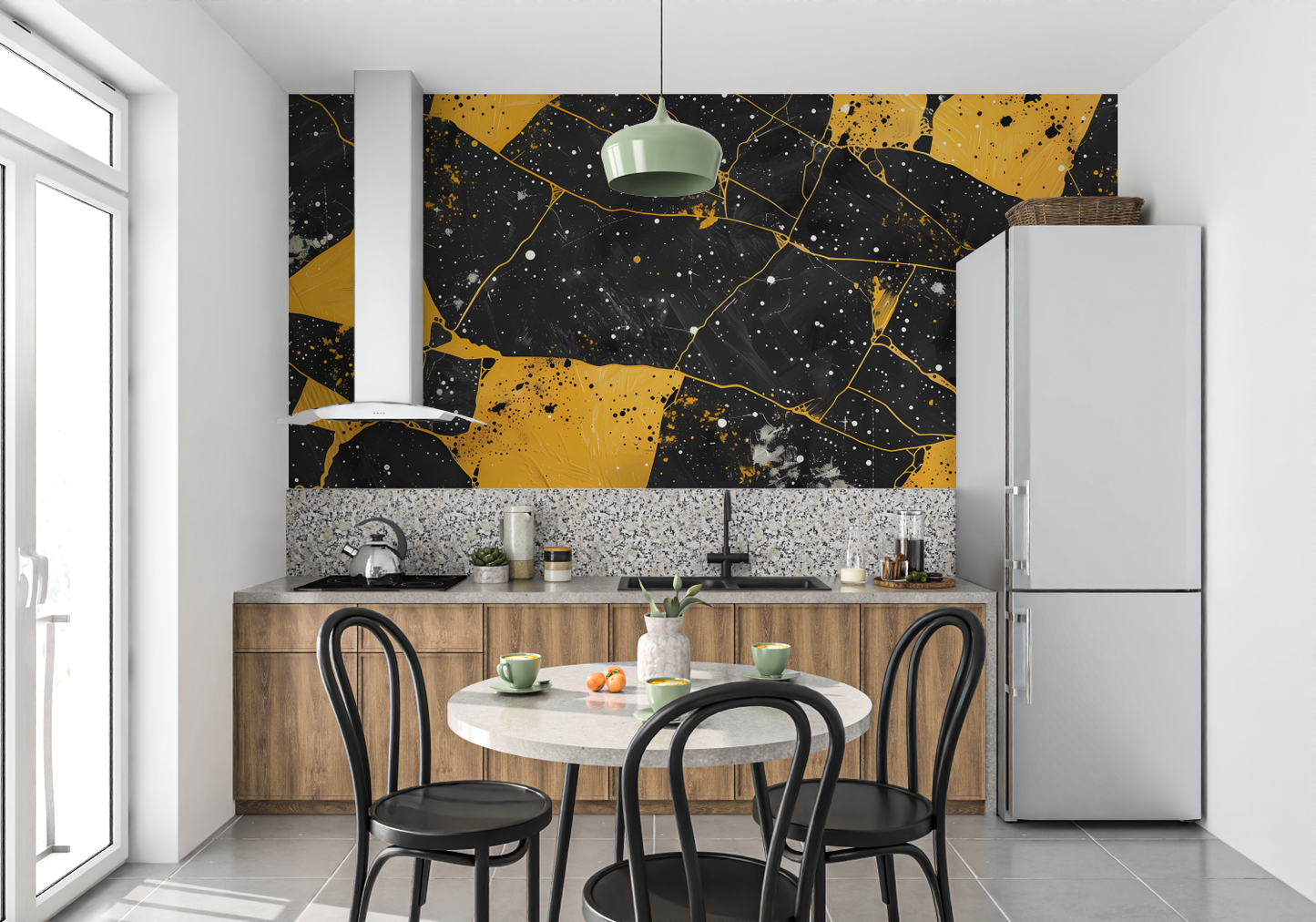 Papel pintado Amarillo Negro - 4murs