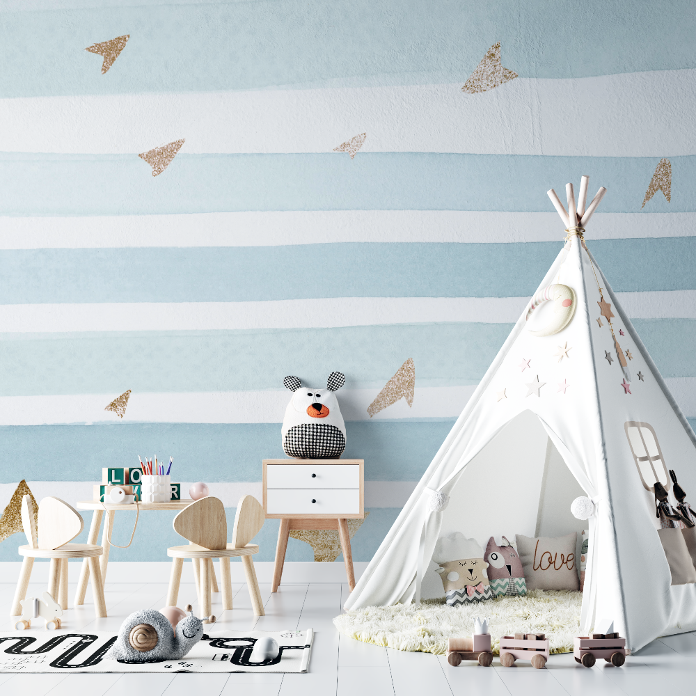Papel pintado de bebé a rayas - bebé unisex
