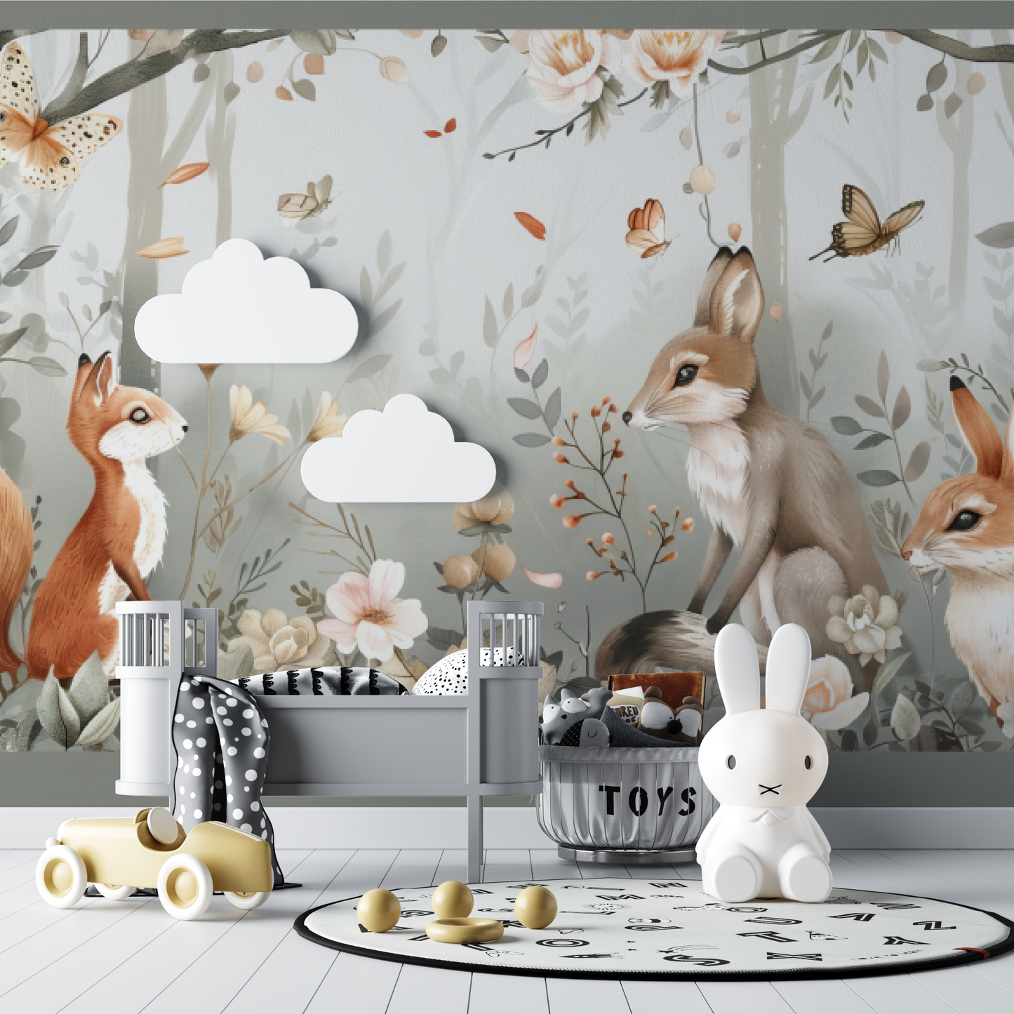 Papel pintado bebé Animales del bosque - bebé unisex
