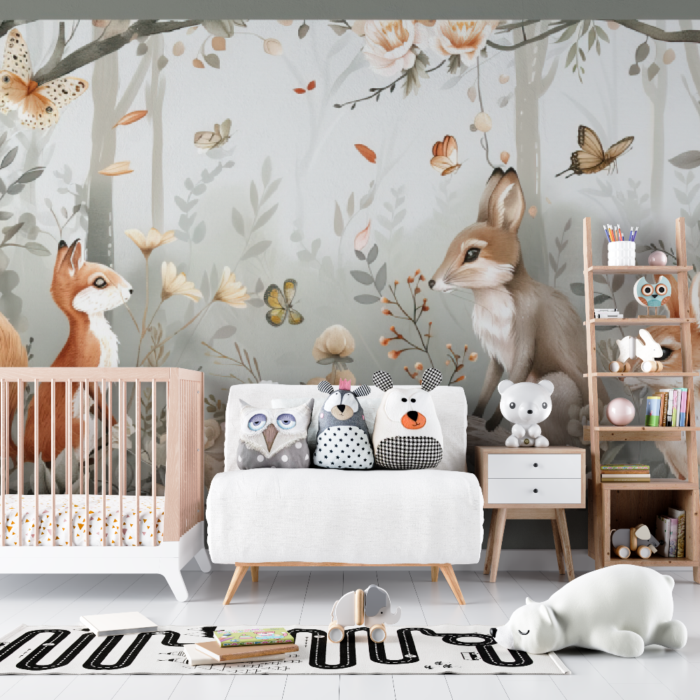 Papel pintado para bebé Animales del bosque - habitación del bebé