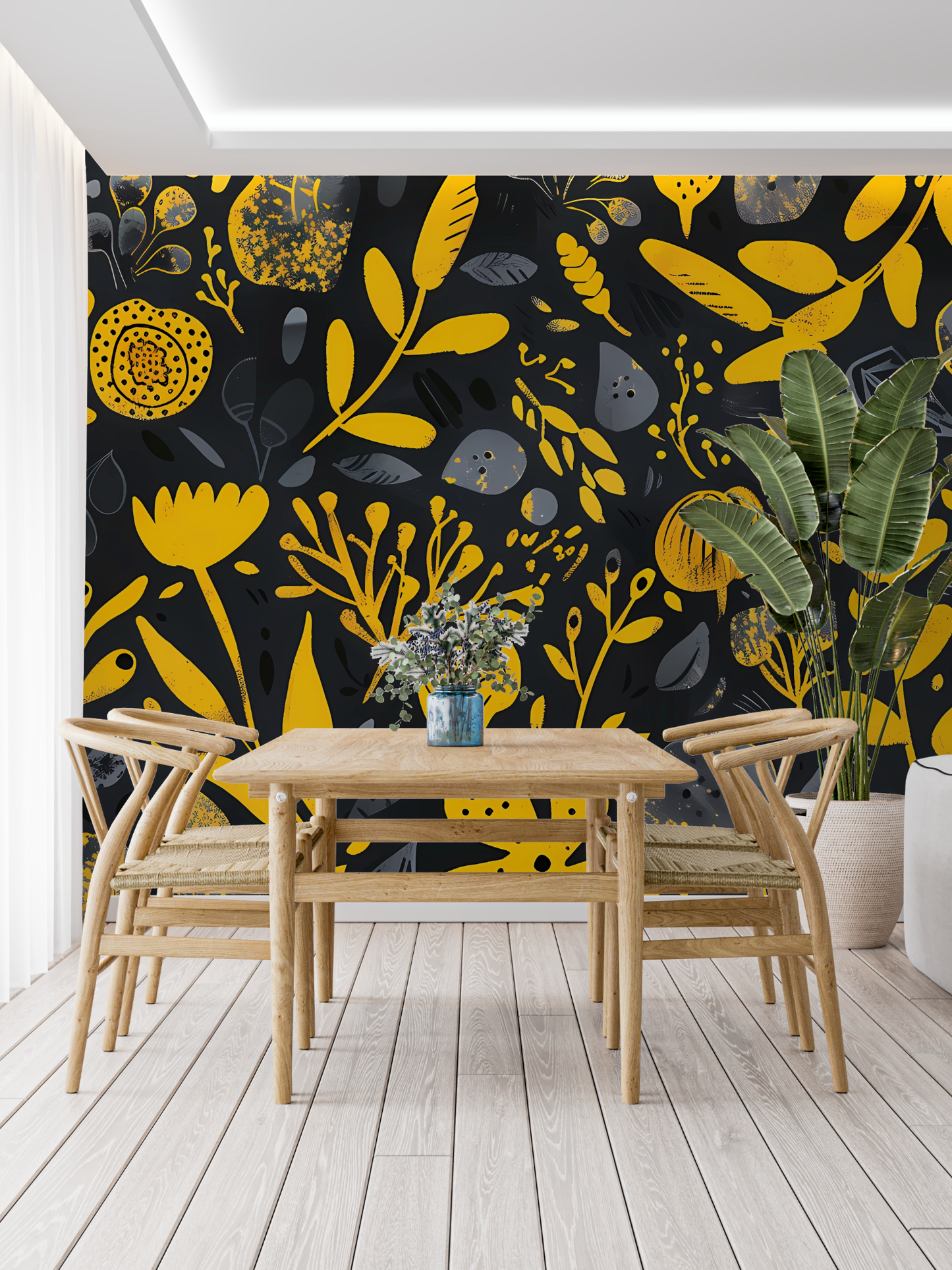 Papel pintado amarillo y negro - papel pintado
