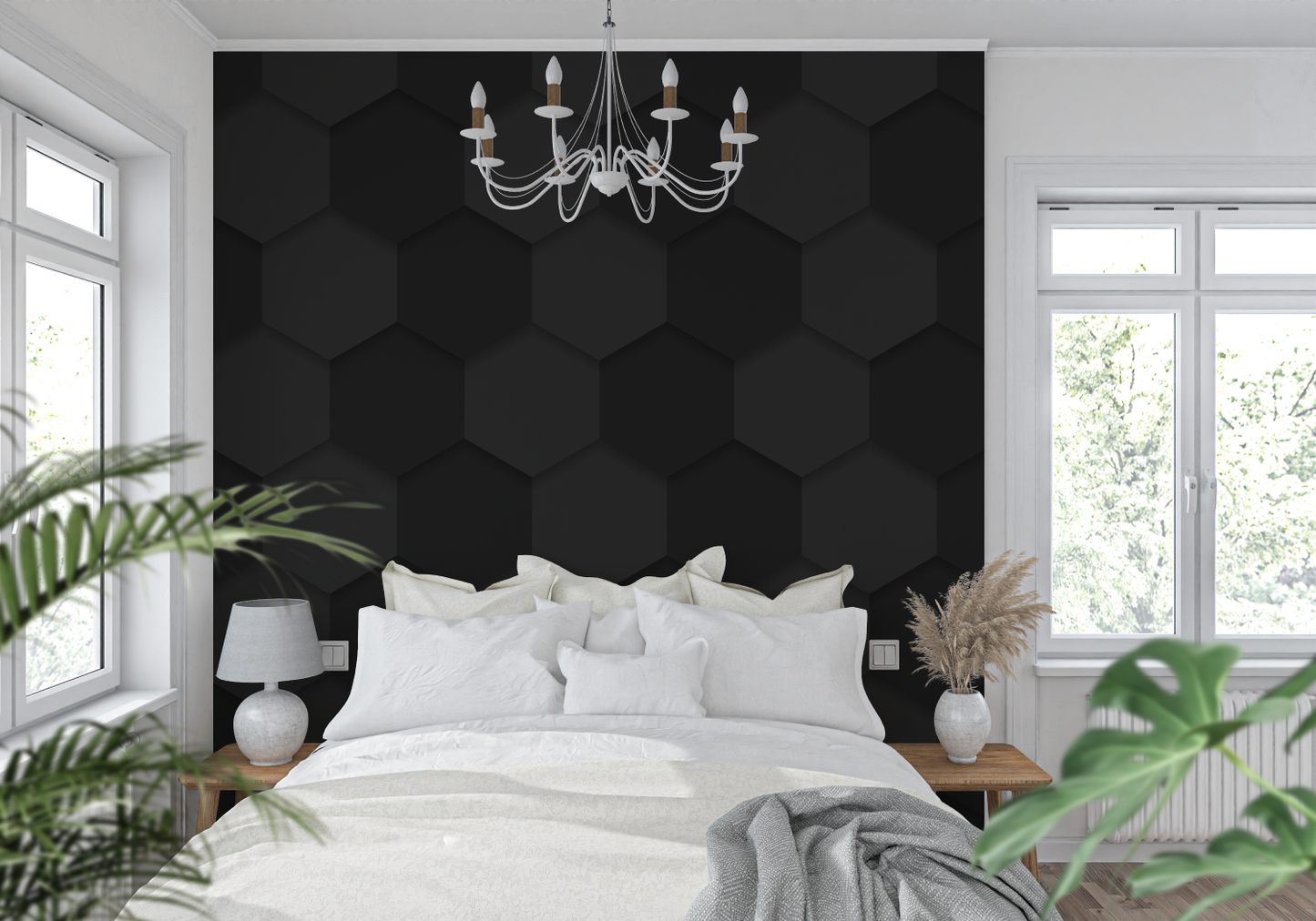 Papel pintado Panal negro - 4murs