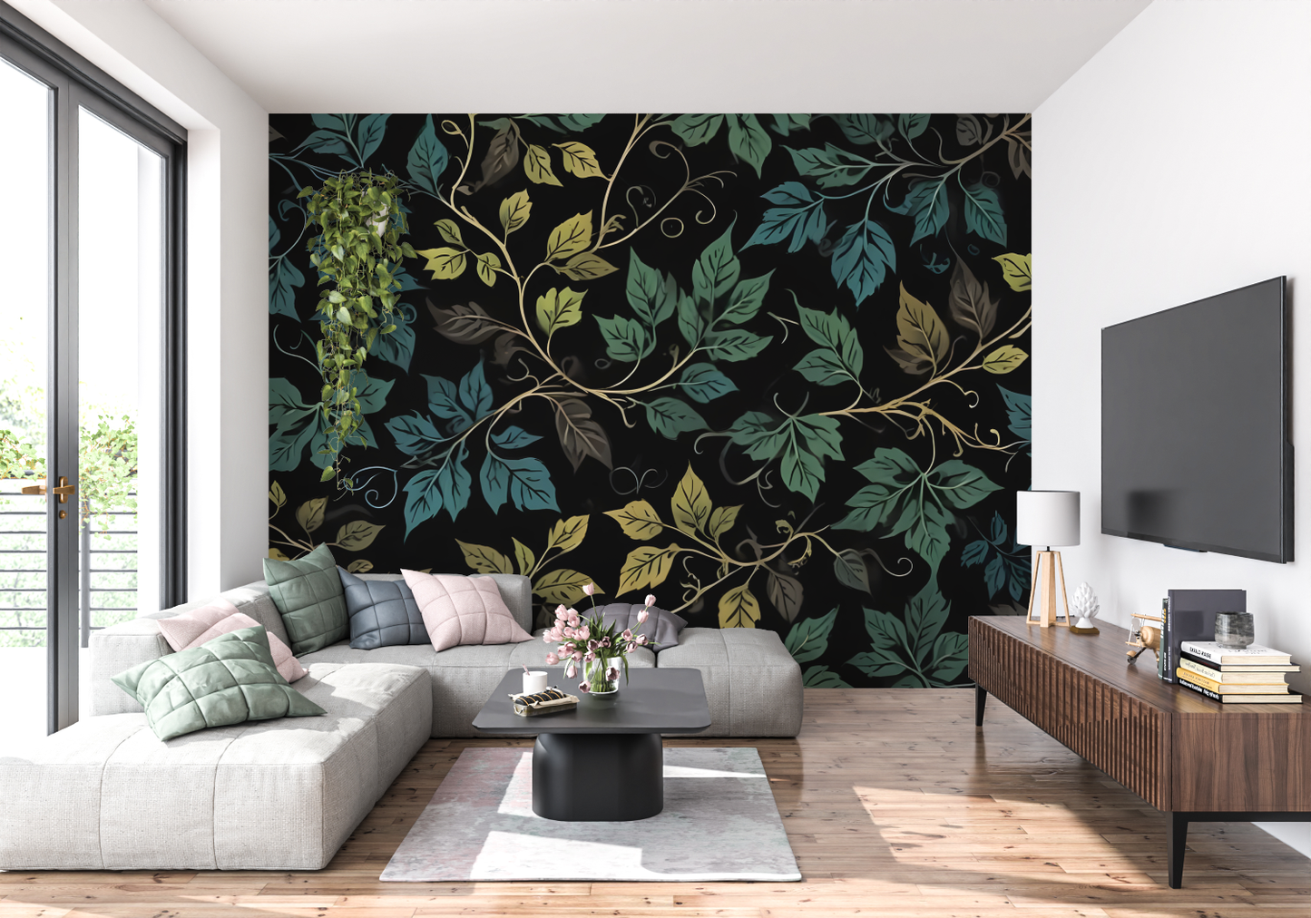 Papel pintado verde y negro - pano tapestry