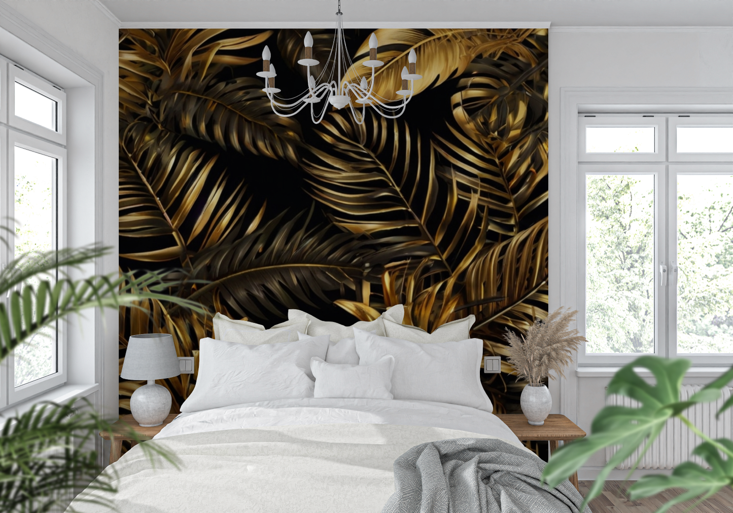 Papel pintado Selva Negro y Dorado - 4murs