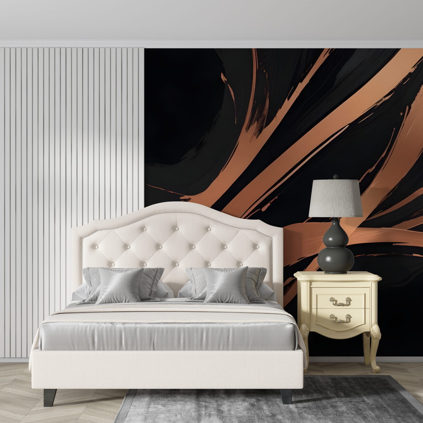 Papel pintado negro y cobre - tendencias