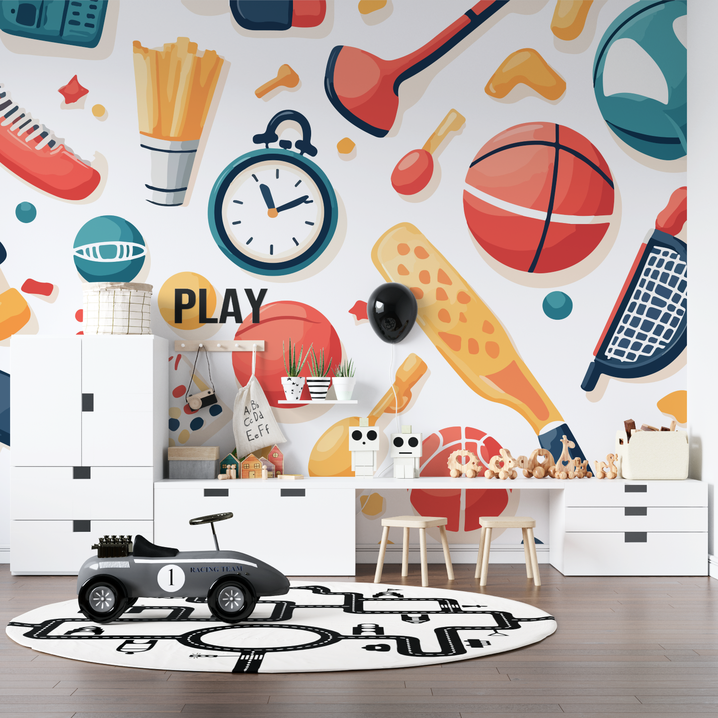 Papel pintado con motivos deportivos para niño - pano anime