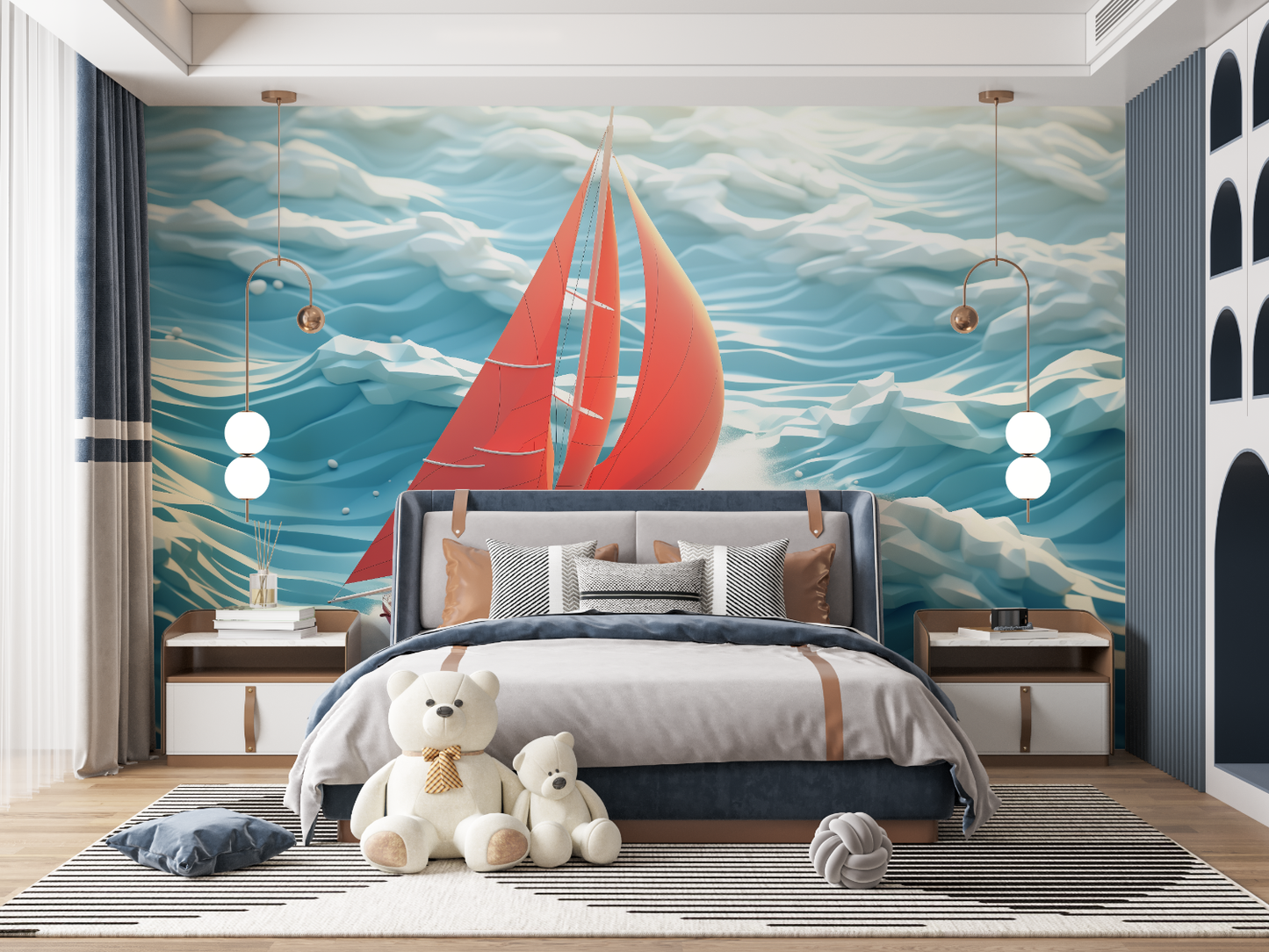 Papel pintado infantil Barco - héroe manga