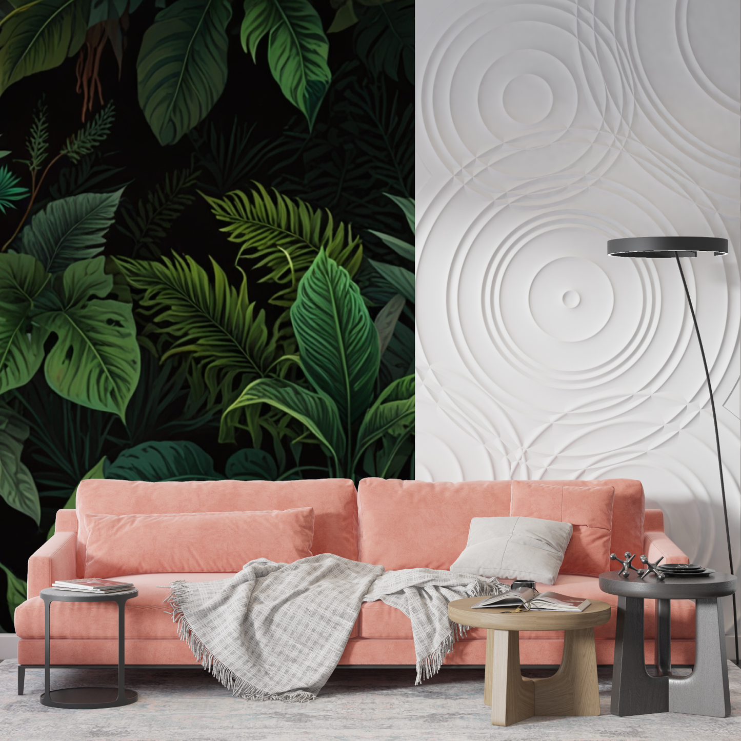 Papel pintado de selva negro y verde - tendencias
