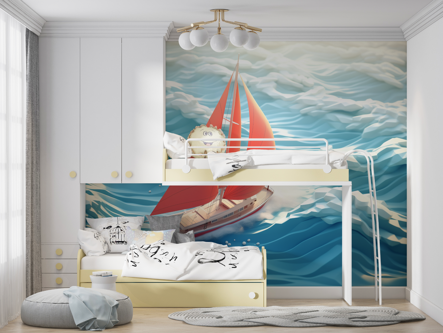 Papel pintado infantil Barco - pano anime
