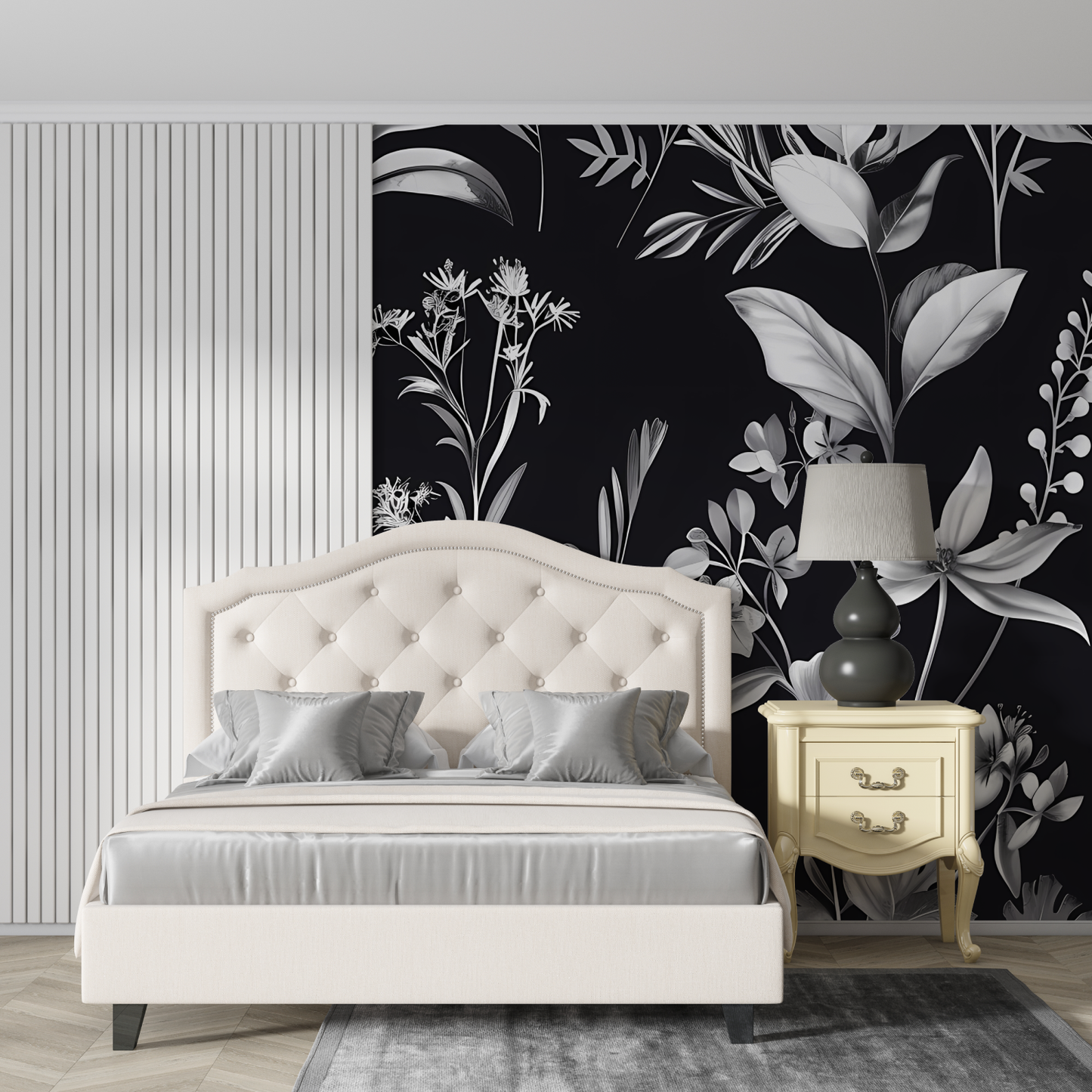 Papel pintado floral negro - tendencias