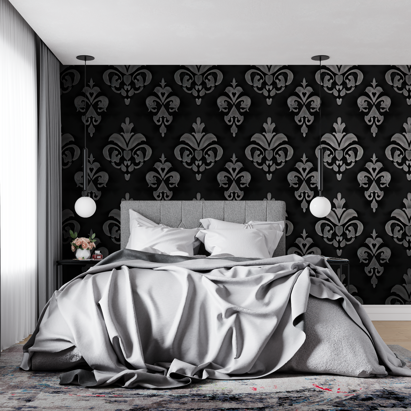 Papel pintado negro y plateado - pano tapestry