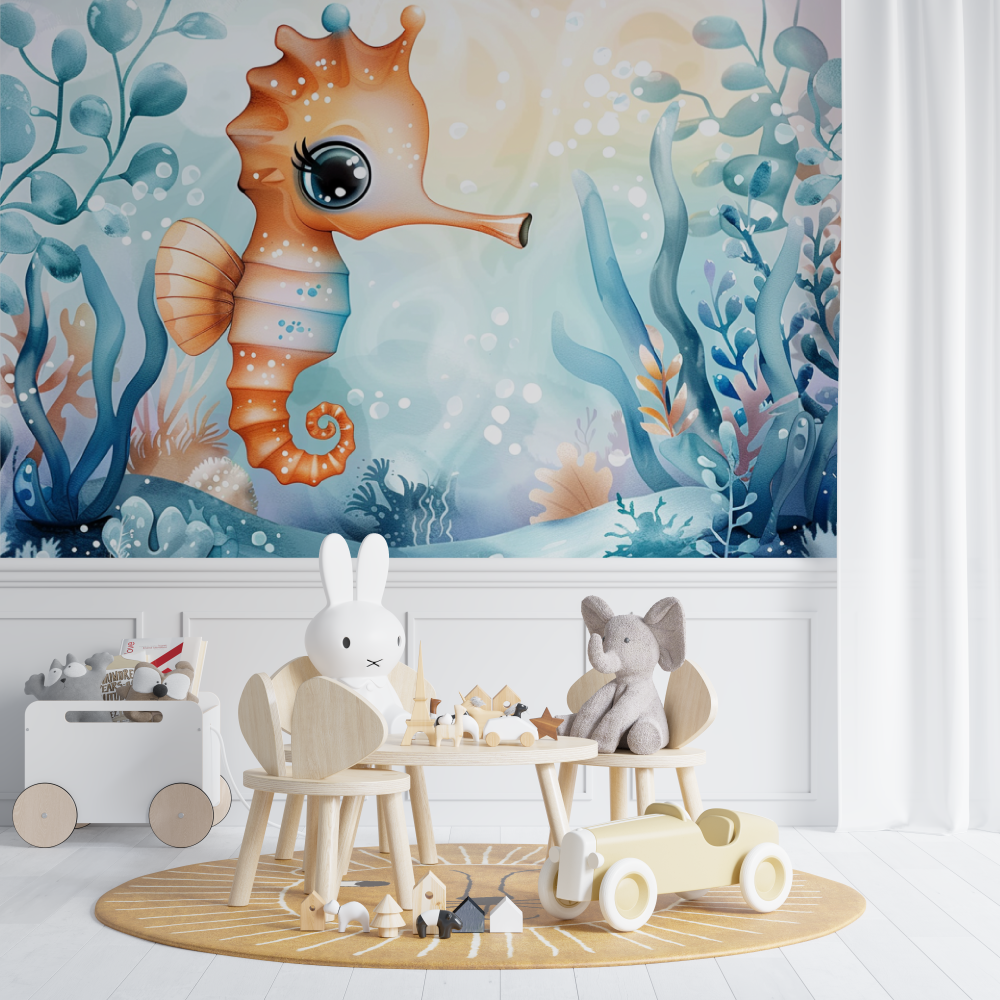 Papel Pintado de caballito de mar bebé - tipi bebe