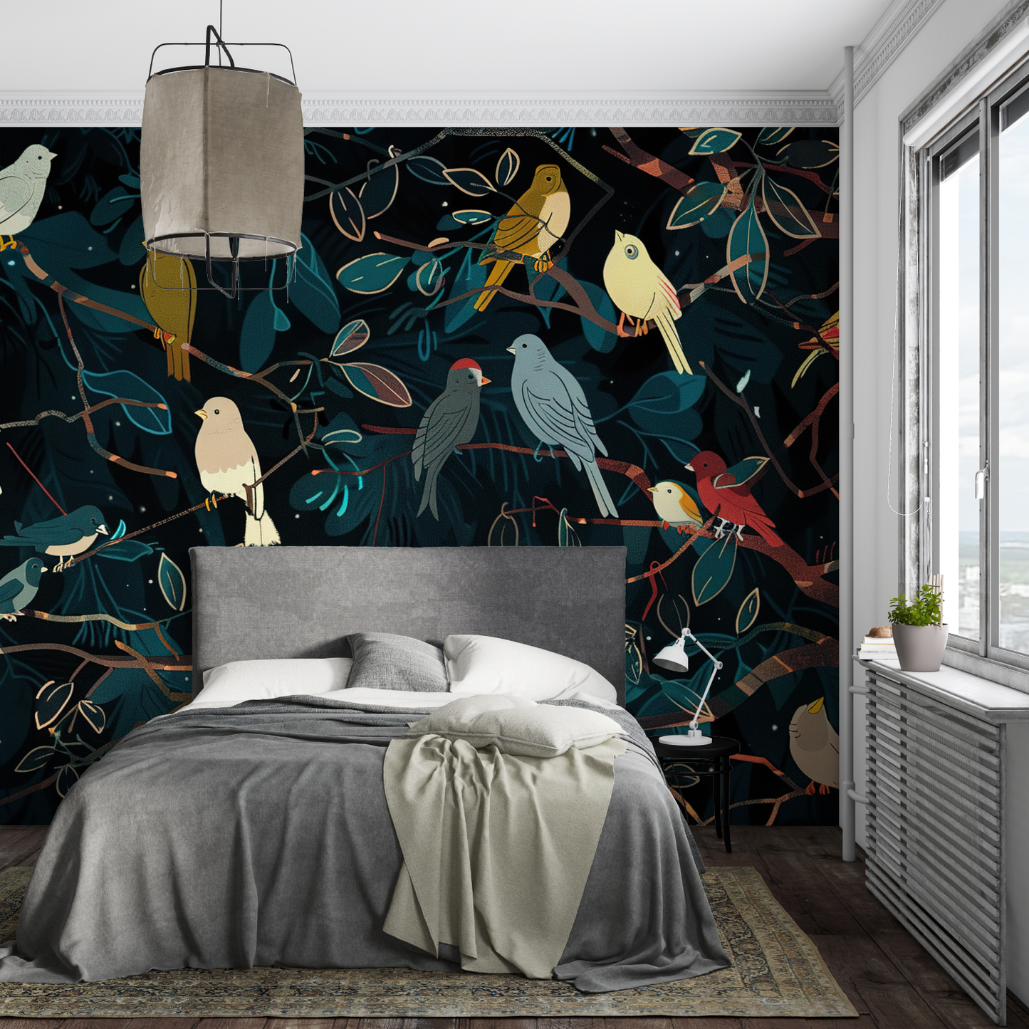 Papel Pintado de pájaros de fondo negro - merlin leroy