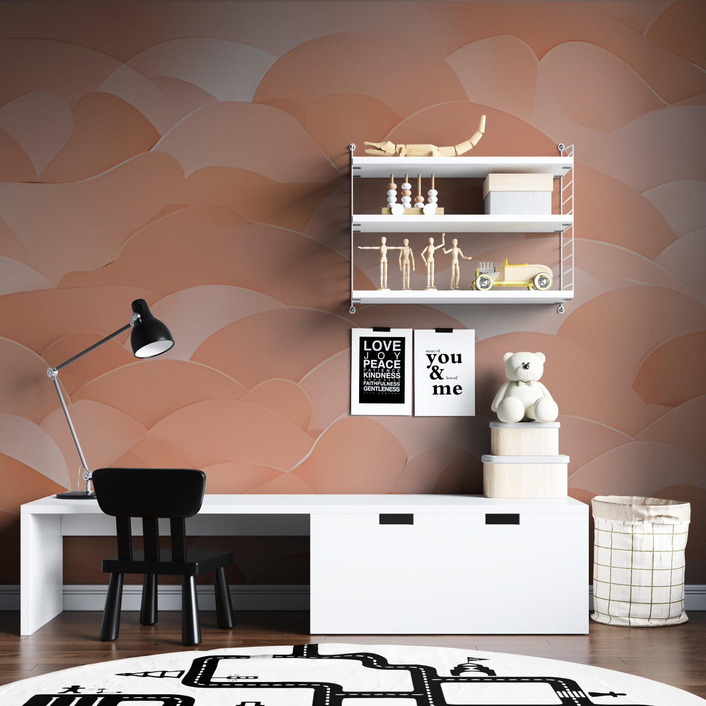 Papel pintado infantil Salmón - dormitorio de niño