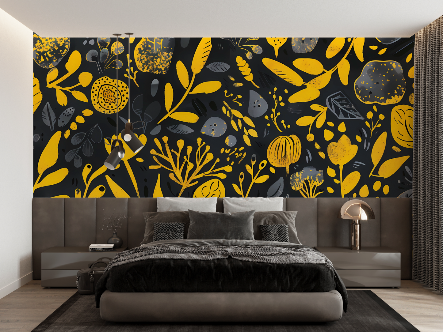 Papel pintado amarillo y negro - panorámico de moda