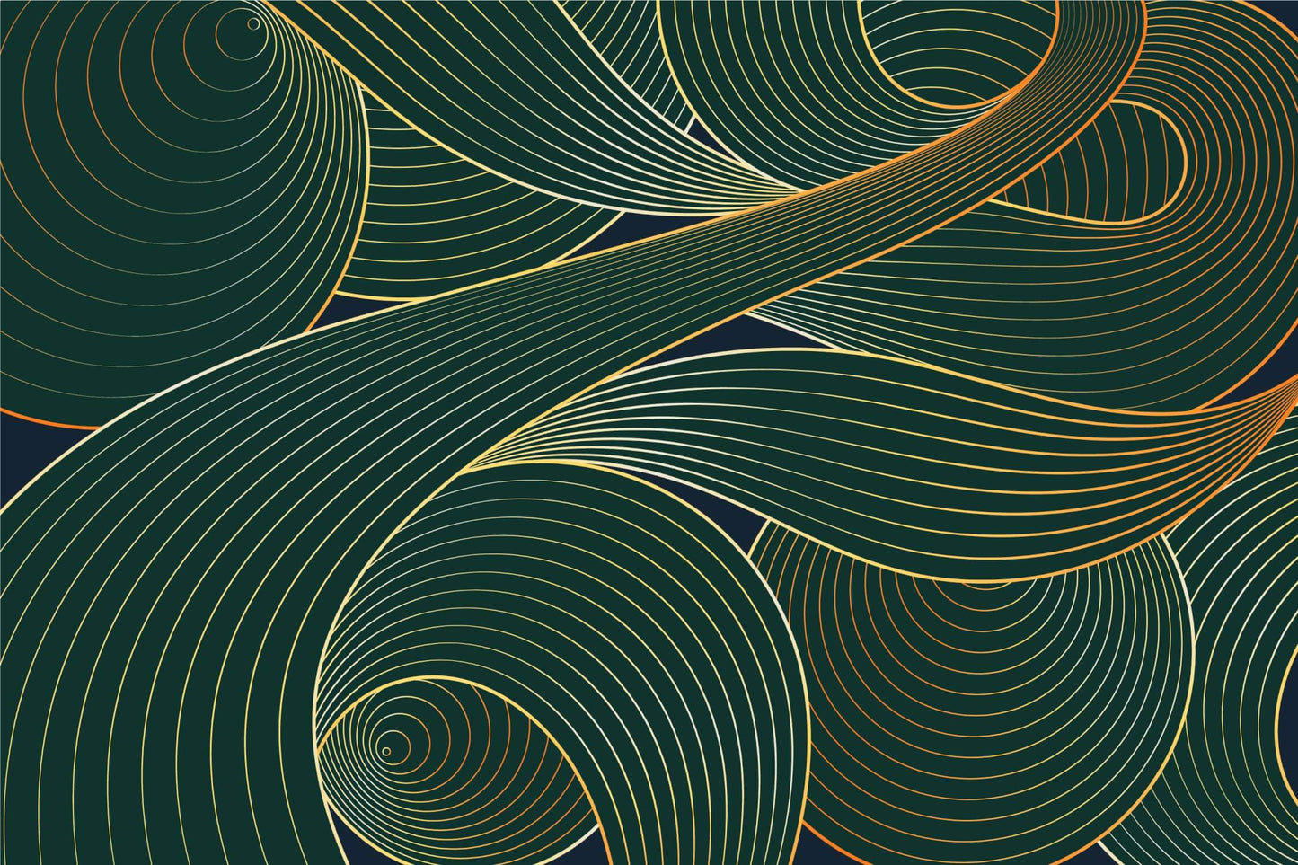 Papel pintado Art Déco verde y dorado