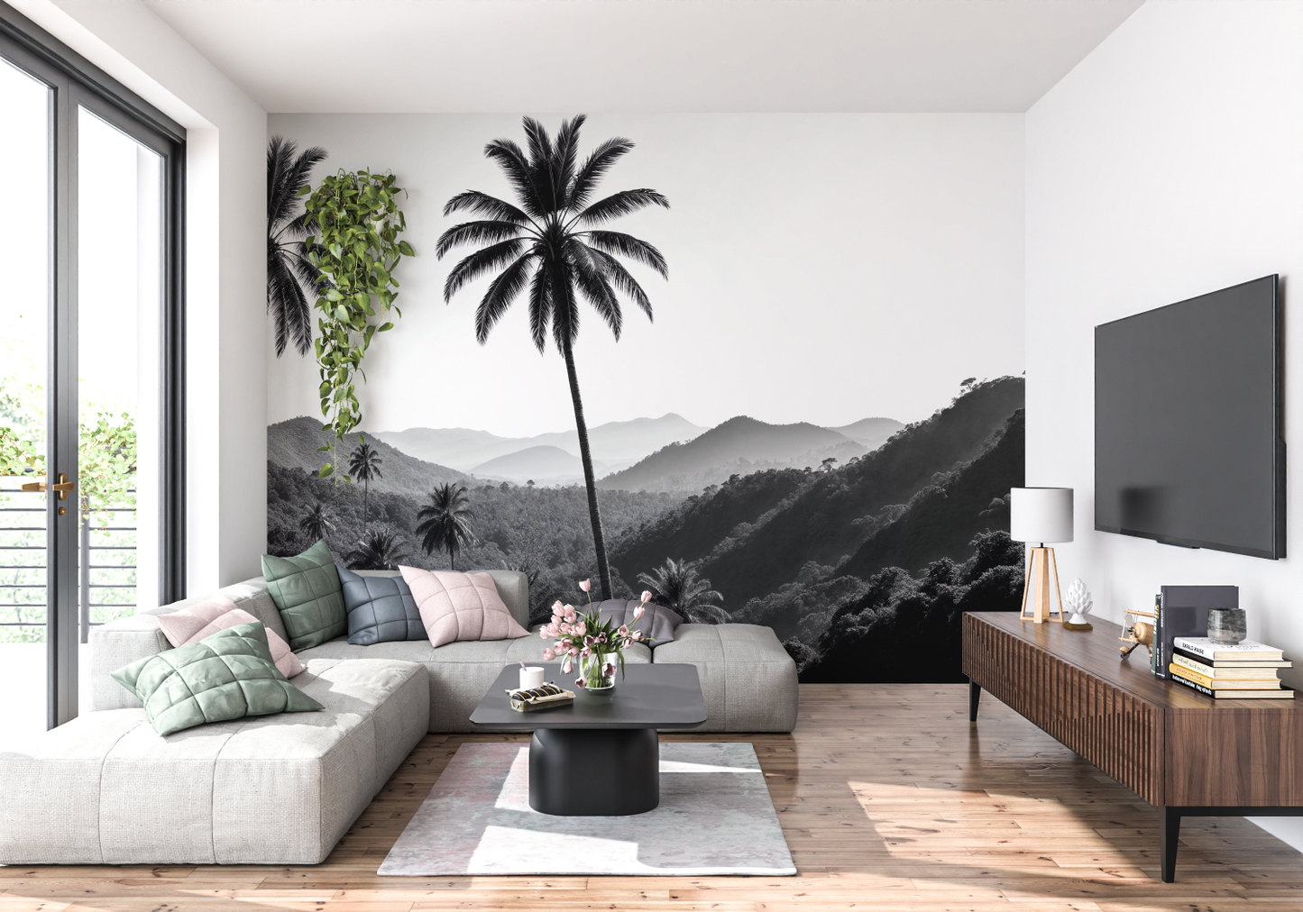 Papel pintado de palmera negra - papel pintado panorámico