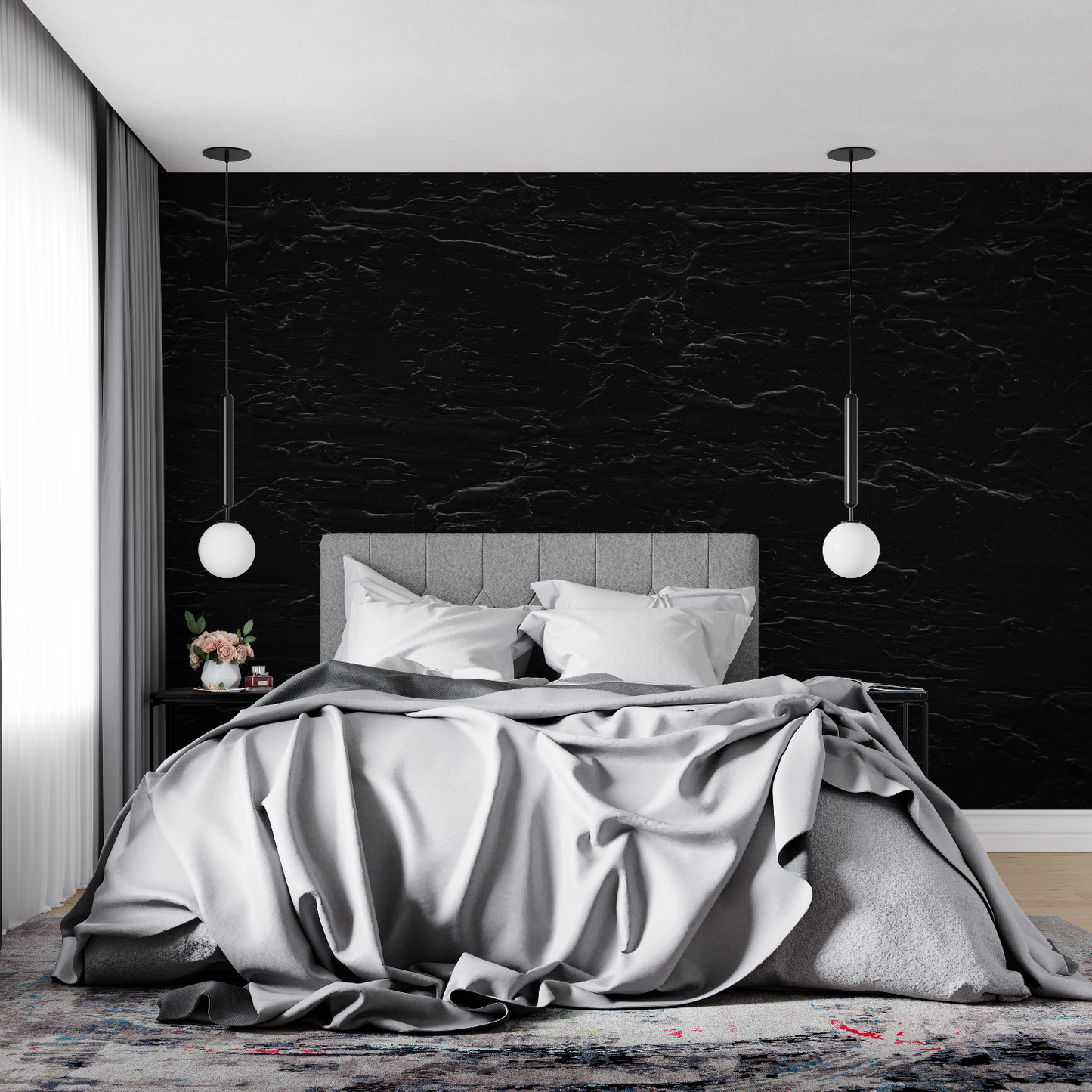 Papel pintado efecto piedra negra - papel pintado panorámico