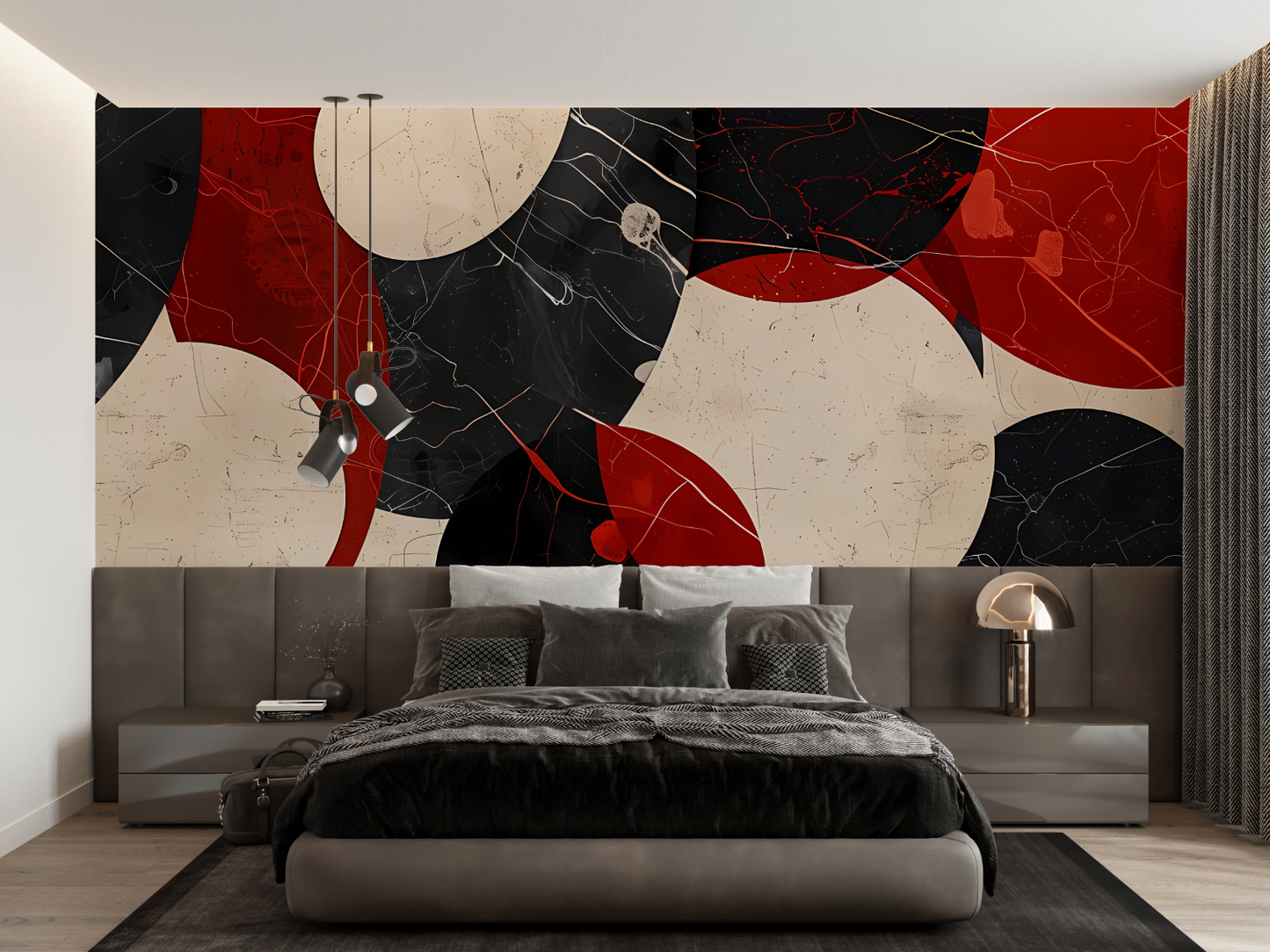 Papel pintado rojo negro - panorámico de moda
