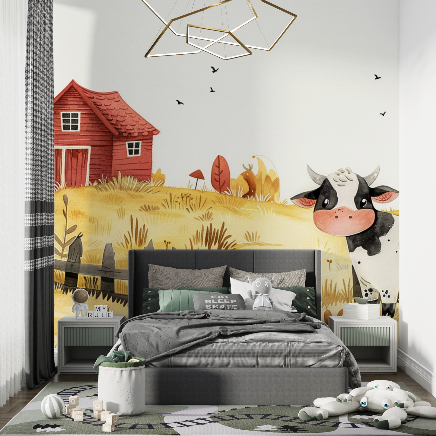 Papel pintado infantil Granja - dormitorio pequeño