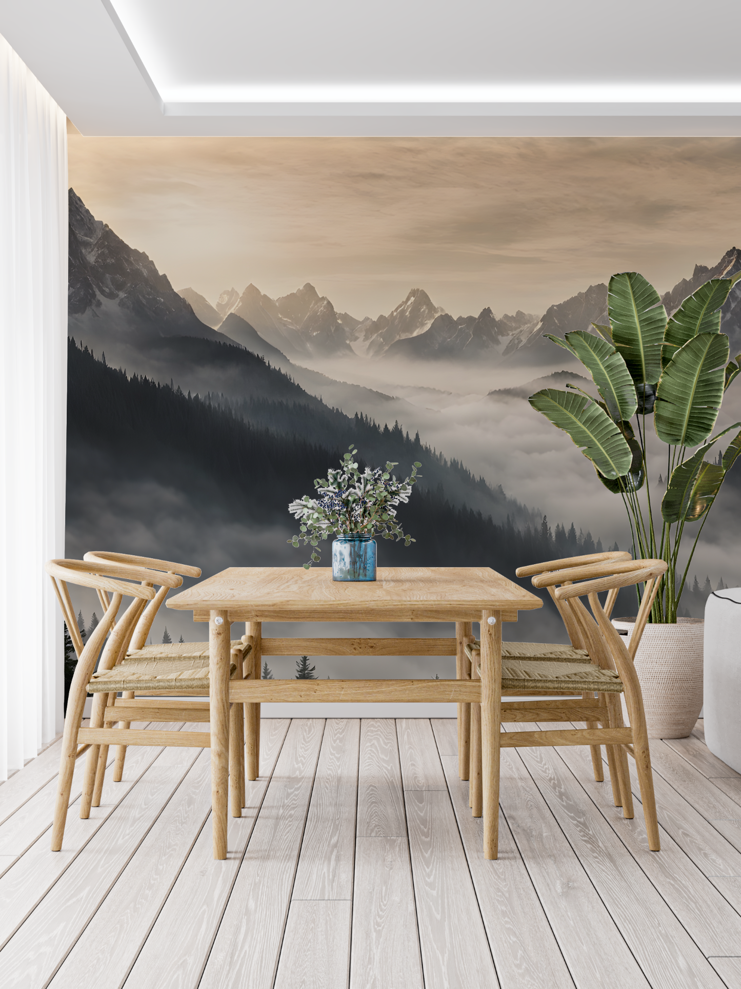 Papel pintado panorámico de niebla de montaña - papel pintado