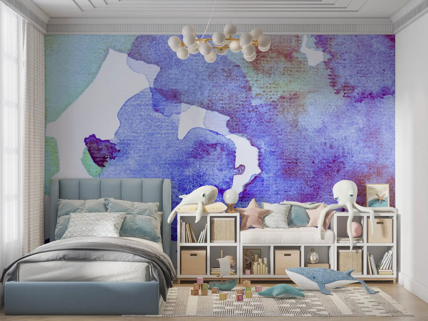 Papel pintado con graffiti en acuarela para adolescentes - dormitorio de niño